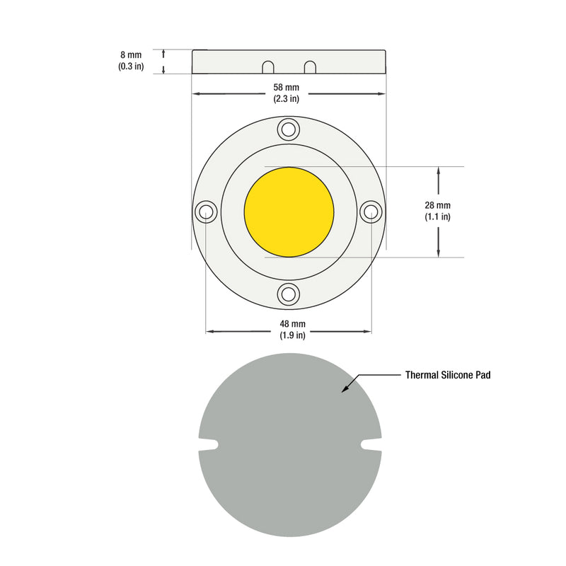 CDAC-080-05028-120-2700K COB Paragon LED Module with HT5828 LED Holder, 120V 10W 2700K