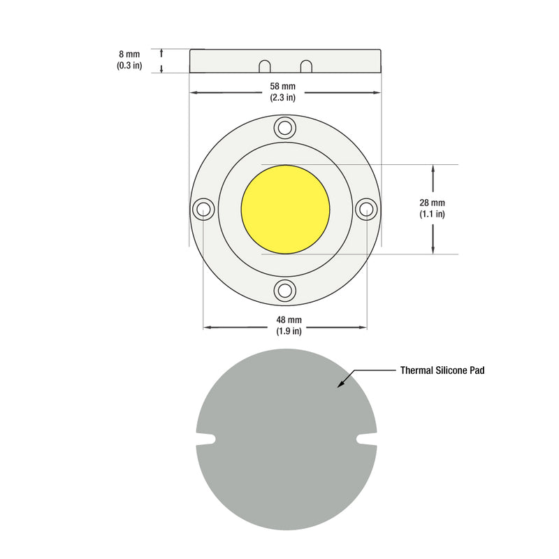 CDAC-080-05028-120-5000K COB Paragon LED Module with HT5828 LED Holder, 120V 20W 5000K