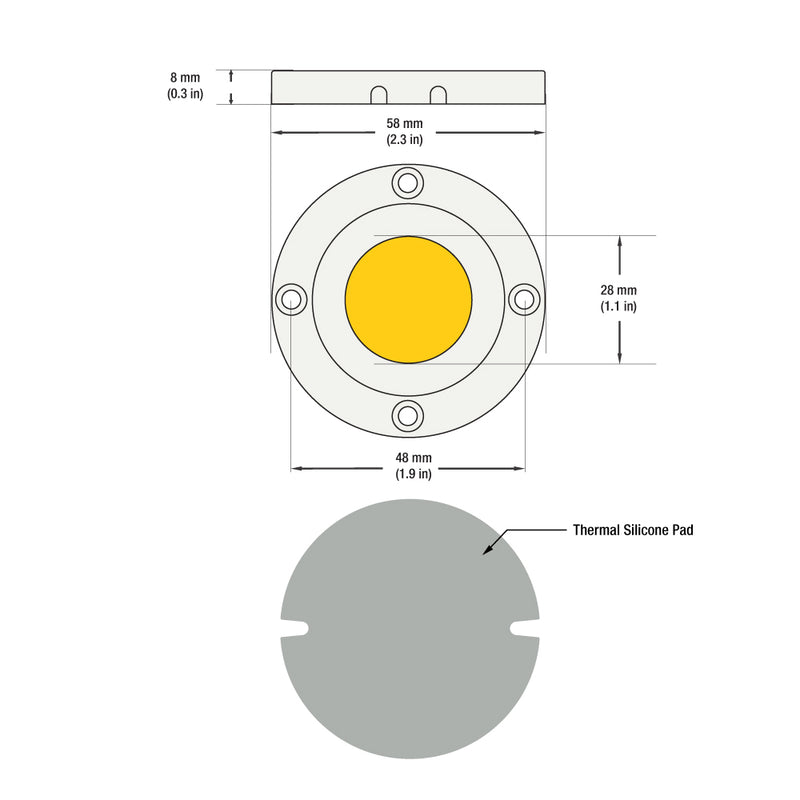 CDAC-136-05028-347-2700K COB Paragon LED Module with HT5828 LED Holder, 347V 10W 2700K