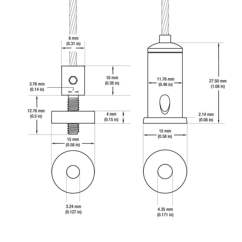 AIRC-3F-R3 Universal Adjustable Aircraft Cable 1Meter(3ft) Pack of 2