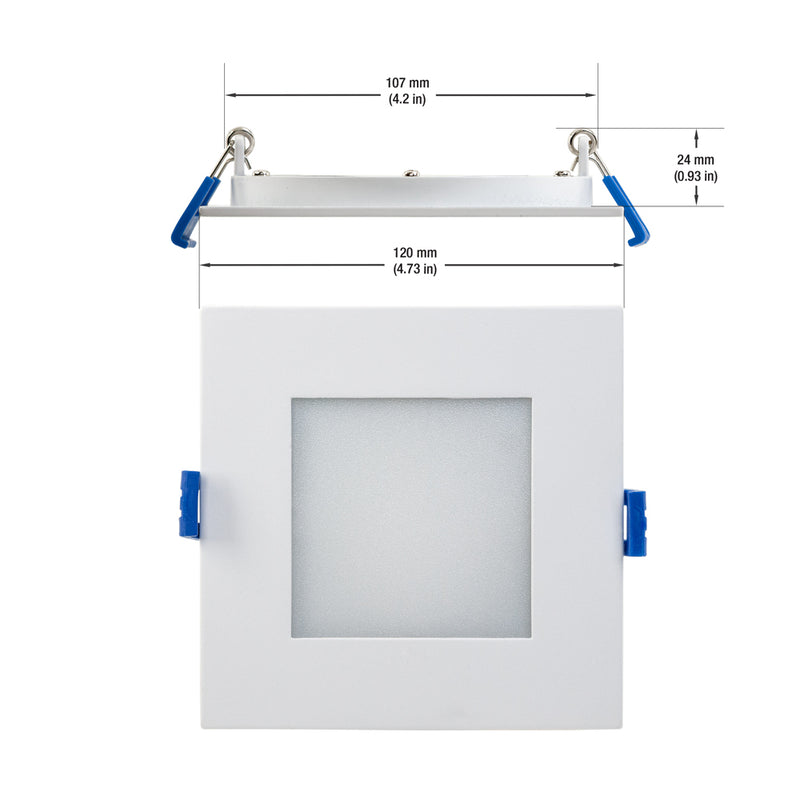4 inch Square Flat Panel light with FT6 rated wire, 120V 12W 5CCT(2.7K, 3K, 3.5K, 4K, 5K)