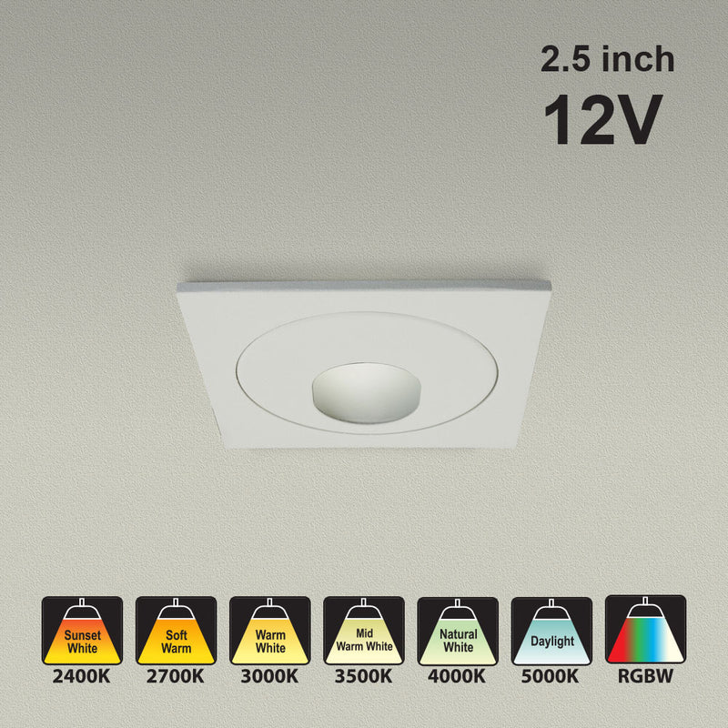 MTR-83W 12V Recessed LED Light Fixture, 2.5 inch White