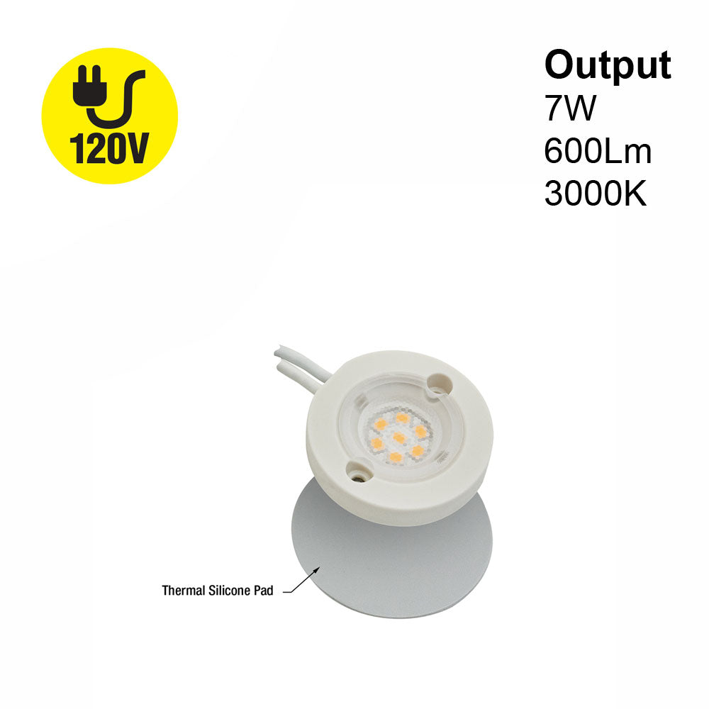 1.5 inch Round Disc ZEGA LED Modul, 120V 7W 3000K(Warm White)