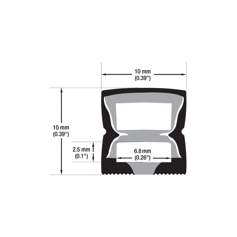 Black Silicone Flexible LED Neon channel N1010-SF-B, 10m (32.8ft) max SURFACE Mount