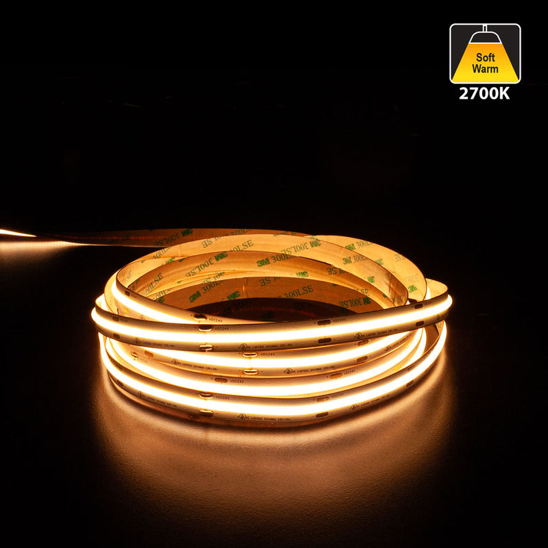 5M(16.4ft) Indoor LED Strip COB480W4.5, 24V 4.5(w/ft) 363(Lm/ft) 480(LEDs/m) CCT(3K, 3.5K, 4K), lightsandparts