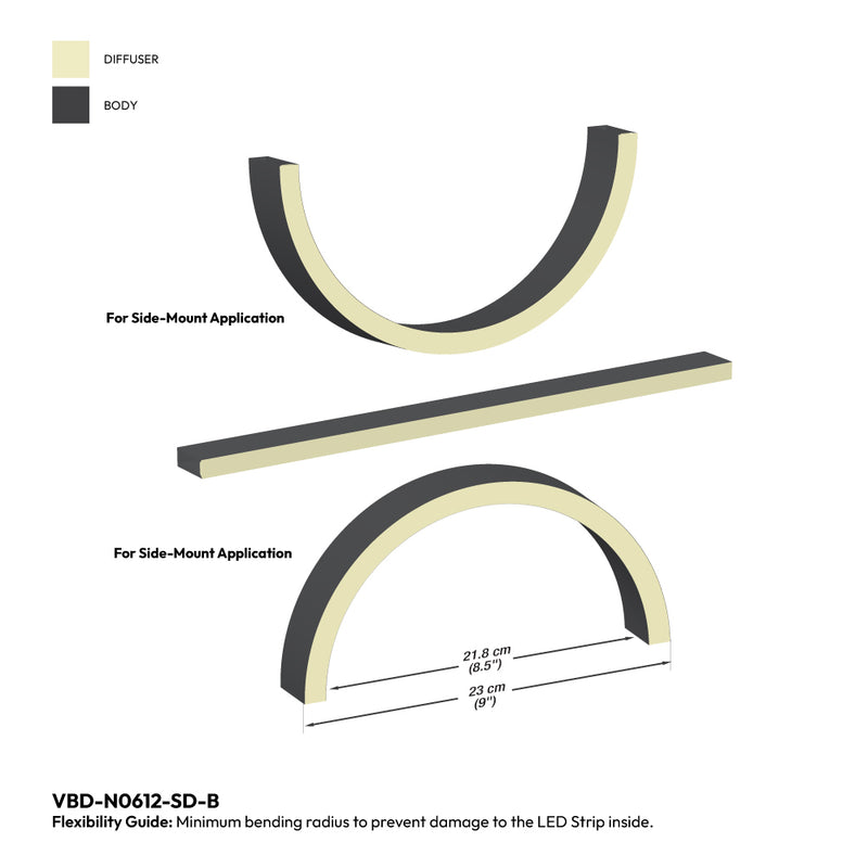Black Silicone Flexible LED Neon channel N0612-SD-B, 10m (32.8ft) max SIDE Mount