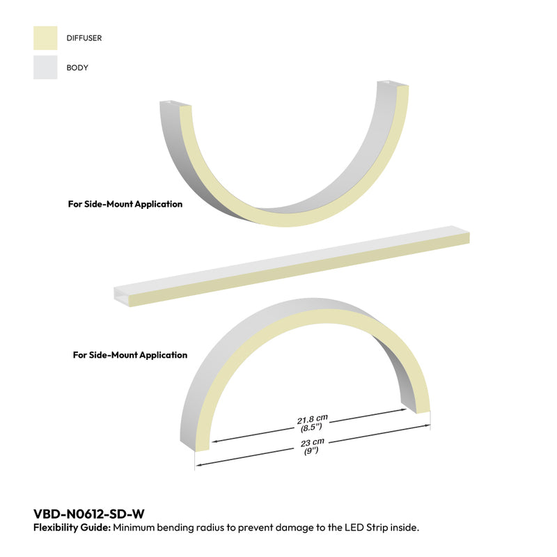 White Silicone Flexible LED Neon channel N0612-SD-W, 10m (32.8ft) max SIDE Mount