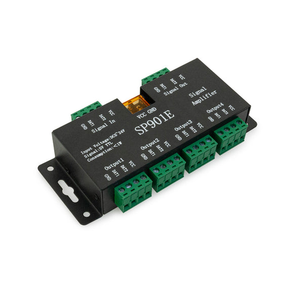 SP901E LED Pixel SPI Signal Amplifier Repeater Addressable LED Strip and Dream Color Programmable LED Matrix Panel, 5V~24V