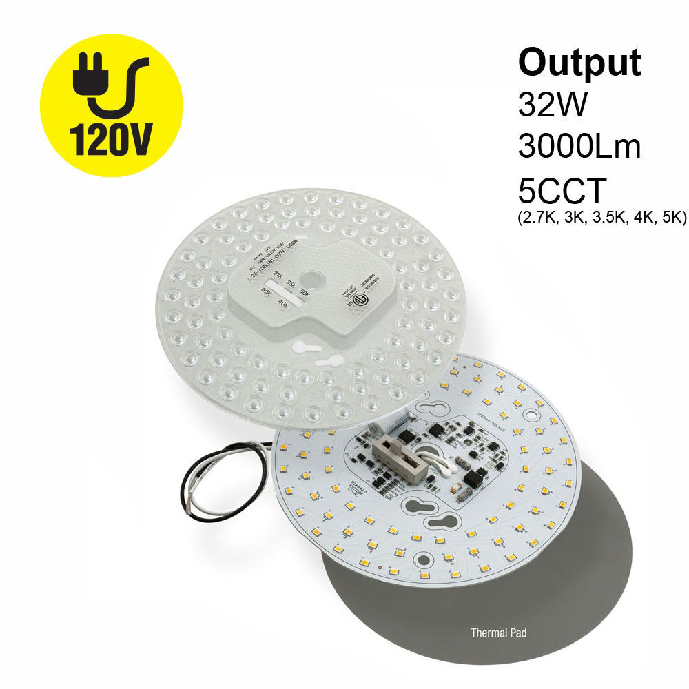 6.6 inch Round Disc LED Module TR17032-2S-T, 120V 32W 5CCT(2.7K, 3K, 3