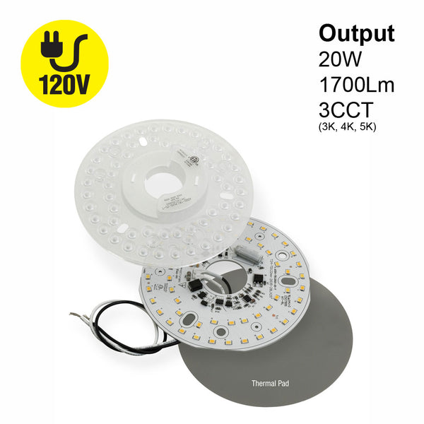 4.9 inch Round Disc LED Module TR12520-2S-T, 120V 20W 3CCT(3K, 4K, 5K), lightsandparts