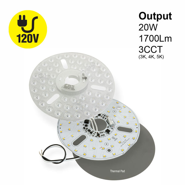 6.3 inch Round Disc LED Module TR16020-T, 120V 20W 3CCT(3K, 4K, 5K), lightsandparts