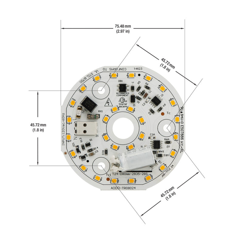 3.14 inch Round Disc LED Module TR08024, 120V 24W 3000K(Warm White), lightsandparts