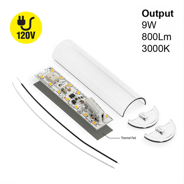 3.6 inch Linear LED Module TL09009, 120V 9W 3000K(Warm White) (Lightsandparts)