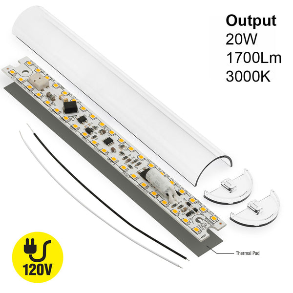 7.5 inch Linear LED Module TL19020, 120V 20W 3000K(Warm White), lightsandparts