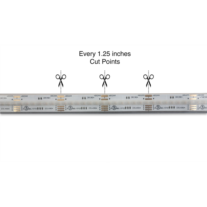 5M(16.4ft) Outdoor LED Strip Light COB, 24V 6.6(w/ft) 896(LEDs/m) RGBW Gold PCB, lightsandparts