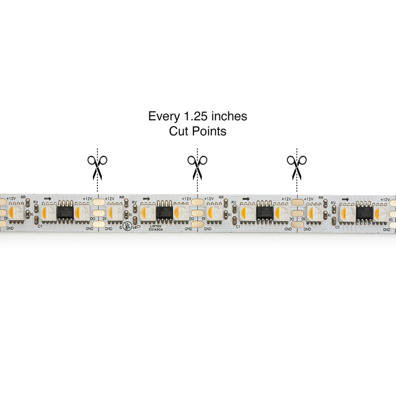 5M(16.4ft) Indoor LED Strip 5050, 12V 9(w/ft) 96(LEDs/m) Addressable RGB Gold PCB, lightsandparts