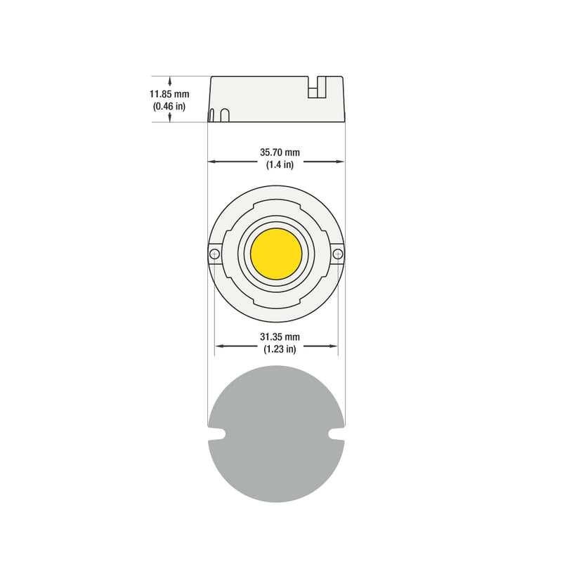 CDHT-042-36135-120V-3000K  U11 COB Paragon LED Module with GHH36135AC LED Holder, 120V 12W 3000K(Warm White), lightsandparts