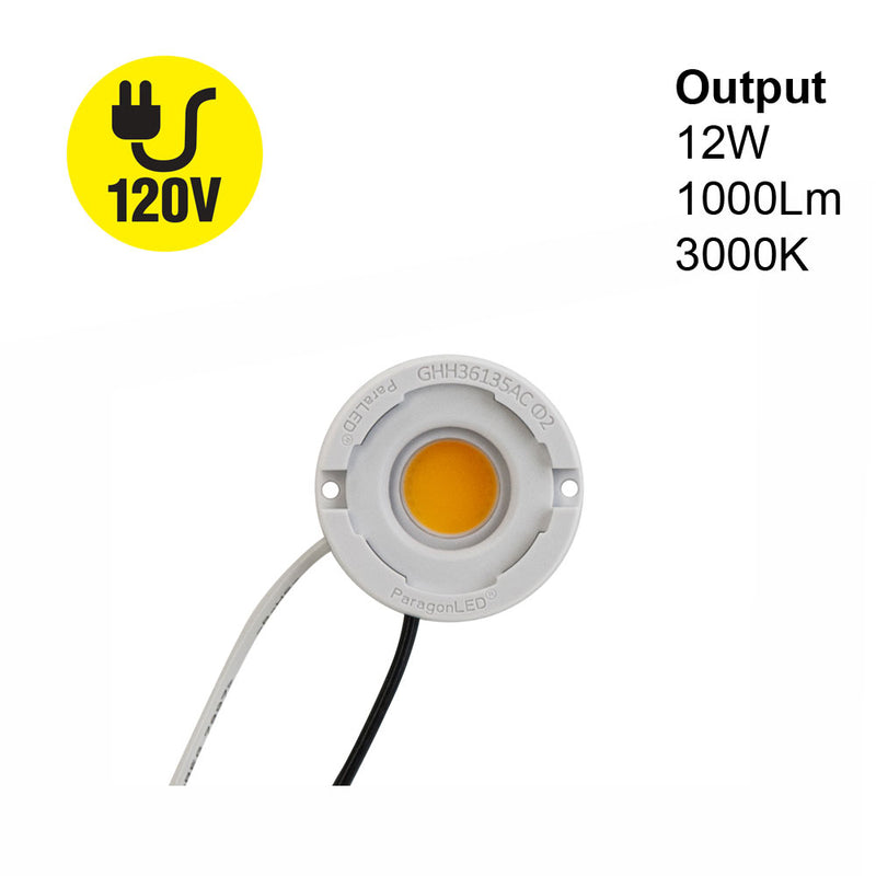 CDHT-042-36135-120V-3000K  U11 COB Paragon LED Module with GHH36135AC LED Holder, 120V 12W 3000K(Warm White), lightsandparts