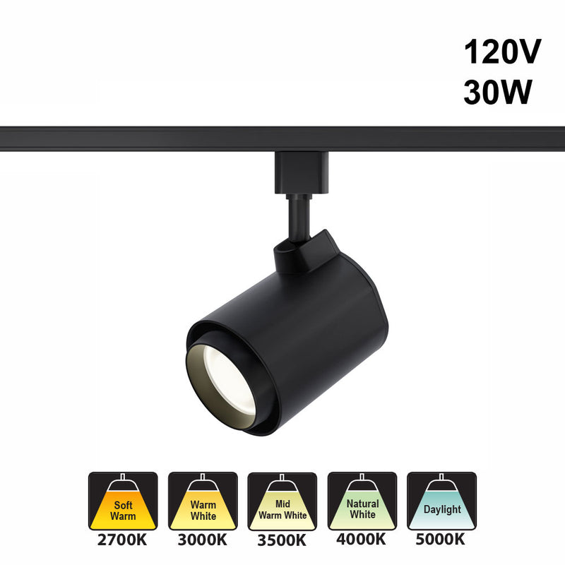 Black LED Track Light Head VBD-LW-TRB30W-5C-B-XX, 120V 30W 5CCT(2.7K, 3K, 3.5K, 4K, 5K)