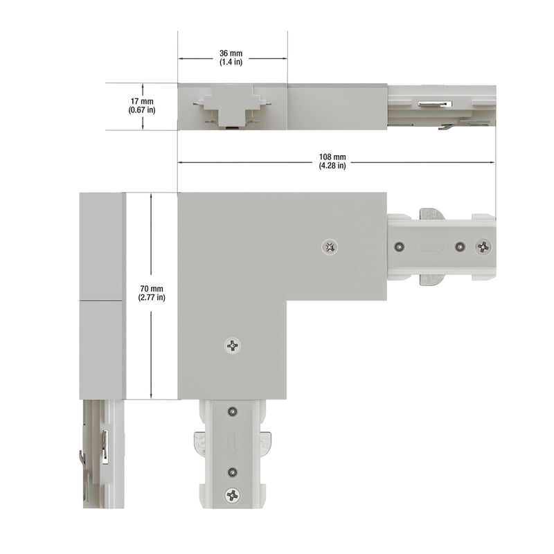 Track L shape Joiner White H-Type VBD-0335-LJW, lightsandparts