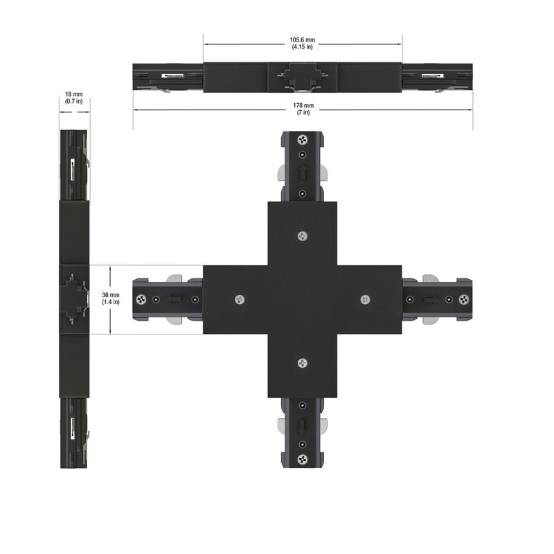 Track Cross Joiner Black VBD-0337-CJB, lightsandparts