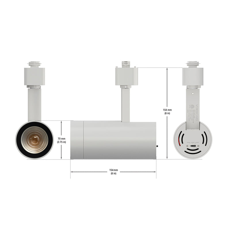 15Watt White Track Light Head Triac Dimmable 120V 3CCT 18-50Degree, lightsandparts