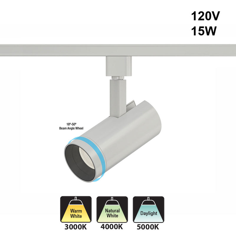 15Watt White Track Light Head Triac Dimmable 120V 3CCT 18-50Degree, lightsandparts