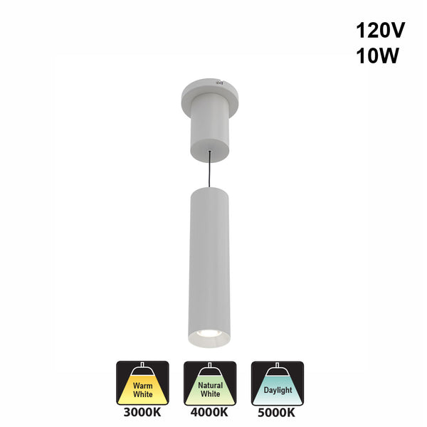 10Watt Adjustable hight white Pendant Light Dimmable 120V 3CCT 36Degree