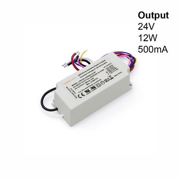 LD012H-VU05024-Q12P 0-10V Dimmable Constant Voltage LED Driver 24V 12W, gekpower