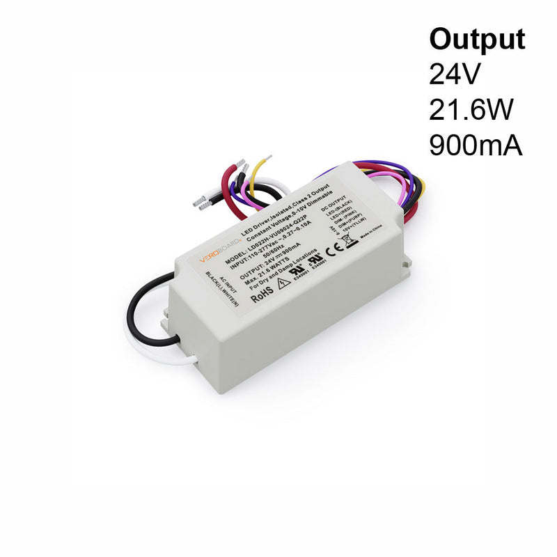 LD022H-VU09024-Q22P 0-10V Dimmable Constant Voltage LED Driver 24V 21.6W, gekpower