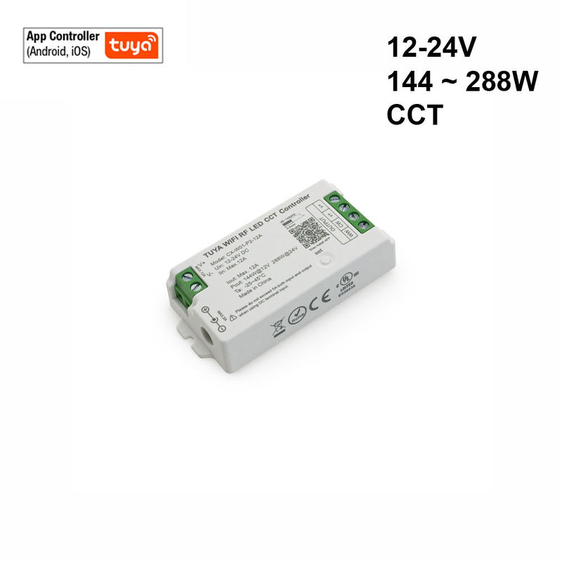 CX-W01-P2-12A-CCT RF LED Light Dim & CCT Receiver 12-24V DC 2.4G Tuya App, lightsandparts