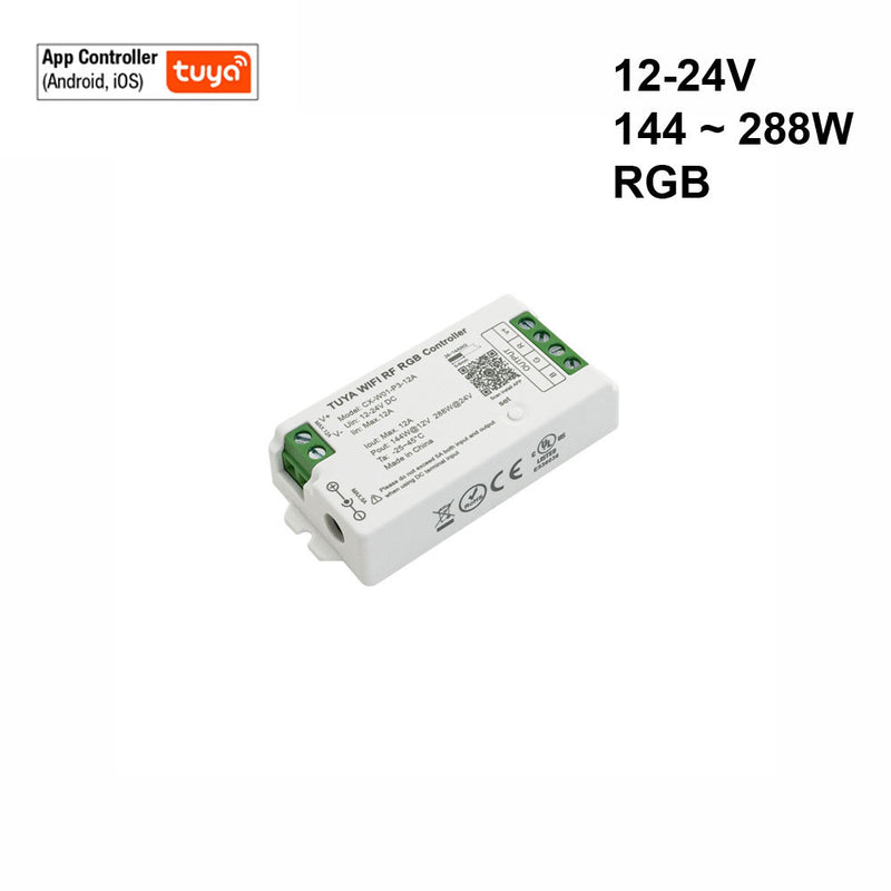 CX-W01-P3-12A-RGB RF LED Light RGB Receiver 12-24V DC 2.4G Tuya App, lightsandparts