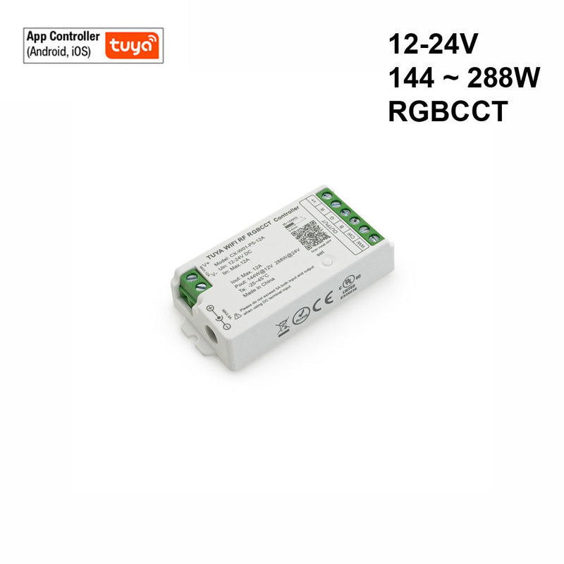 CX-W01-P5-12ARGBCCT RF LED Light RGBCCT Receiver 2.4G Tuya App, lightsandarts