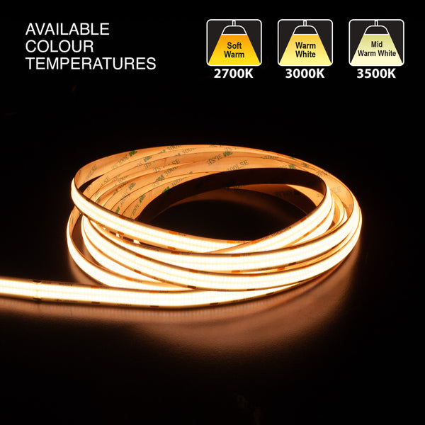 5M(16.4ft) Double raw Indoor LED Strip COB, 24V 6.6(w/ft) 665(Lm/ft) 960(LEDs/m) CCT(2.7K, 3K, 3.5K)