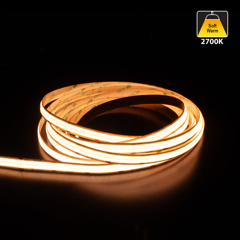 5M(16.4ft) Double raw Indoor LED Strip COB, 24V 6.6(w/ft) 665(Lm/ft) 960(LEDs/m) CCT(2.7K, 3K, 3.5K)