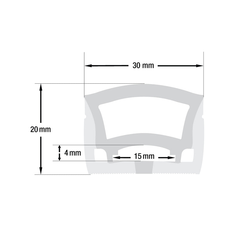 White Silicone Flexible LED Neon channel N3020-SF-W, per foot(30.5cm) SURFACE Mount