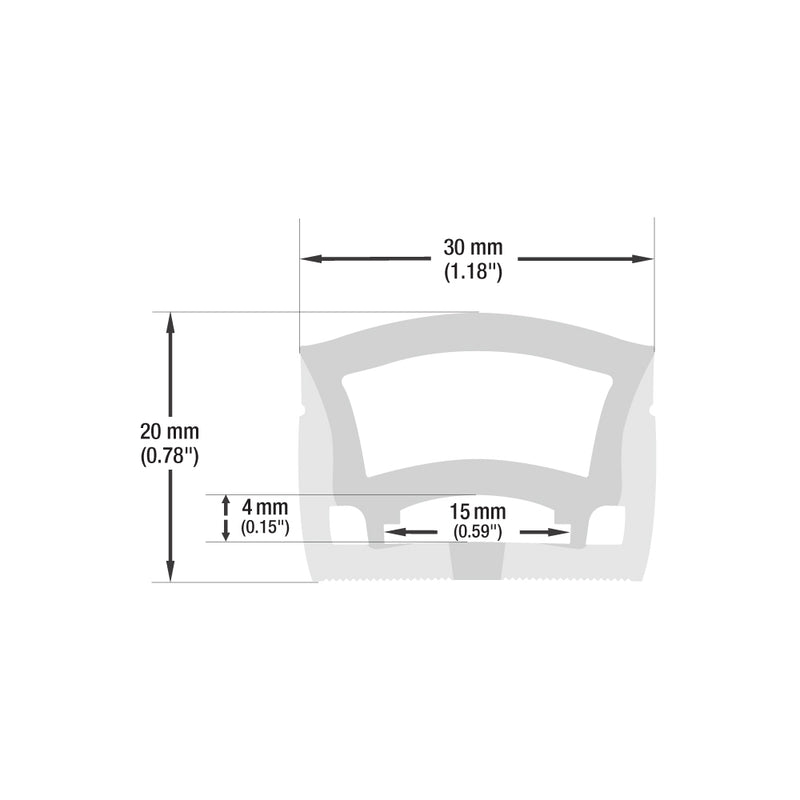 White Silicone Flexible LED Neon channel N3020-SF-W, per foot(30.5cm) SURFACE Mount