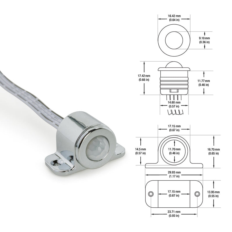 Motion PIR Sensor Switch 12V~24V DC 3A Chrome Color, gekpower