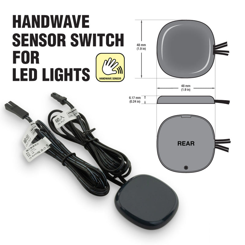 Invisible Handwave Sensor 5032 Switch for behind ceramic, wood, glass 12V-24V DC 5A 60W Black Color, gekpower