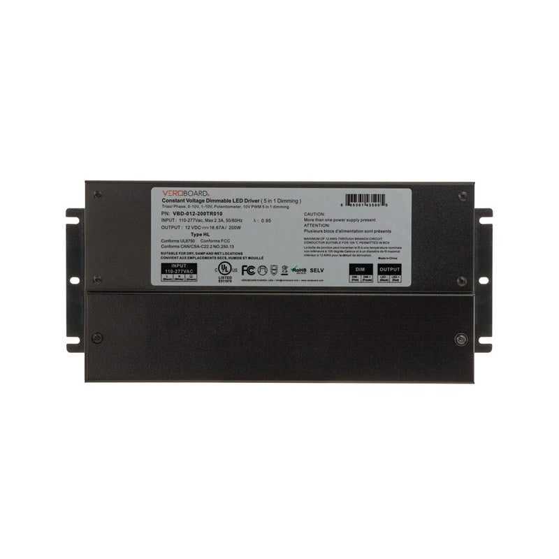 VBD-012-200TR010 5 in 1 Dimming Triac/Phase/MLV/ELV/0-10V/Potentiometer/10V PWM, LED Driver 12V 200W, gekpower