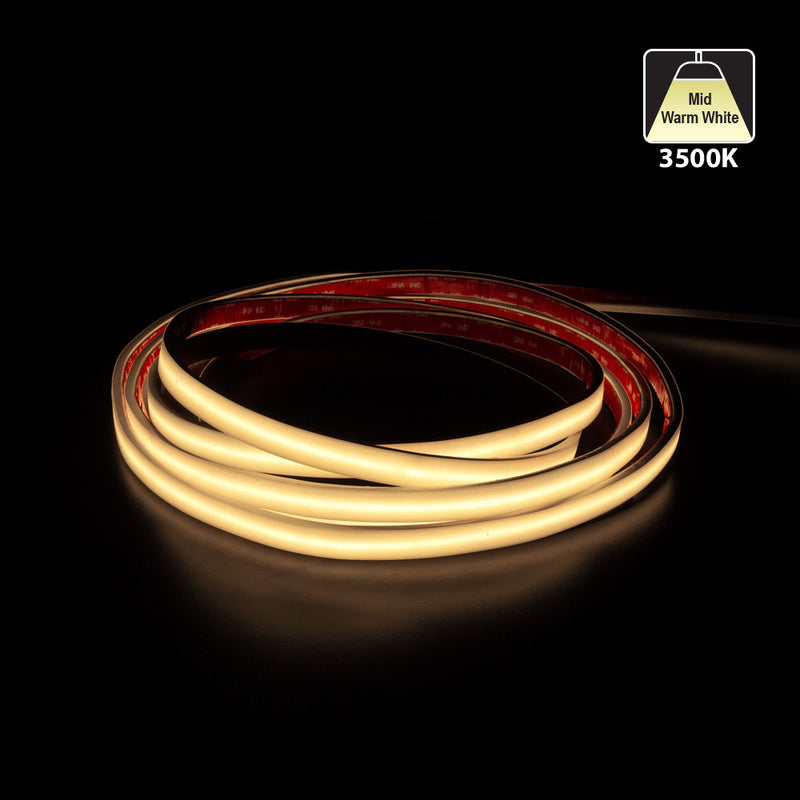 Custom cut Outdoor COB LED Strip Light, 24V 2(w/ft) 155(Lm/ft) CCT(2.7K, 3K, 3.5K, 4K, 5K) per foot