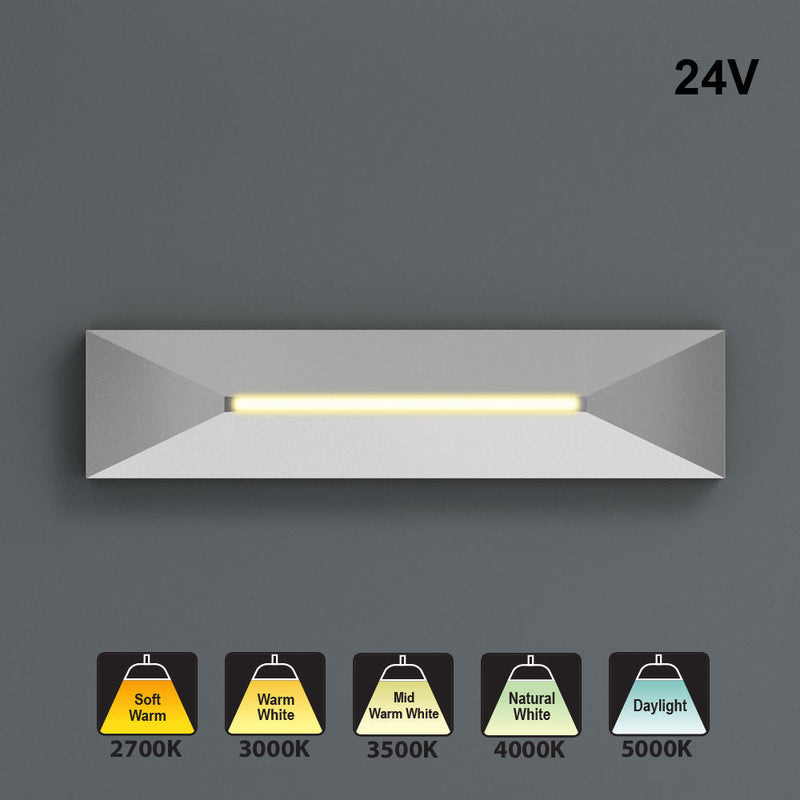 4 inch Linear Step Light 24V 0.6W CCT(2.7K, 3K, 3.5K, 4K, 5K) Silver Grey