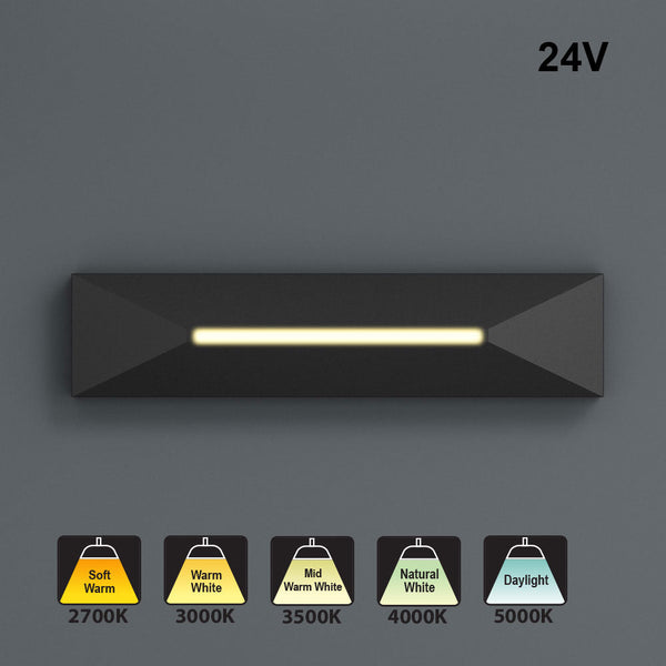 4 inch Linear Step Light 24V 0.6W CCT(2.7K, 3K, 3.5K, 4K, 5K) Black