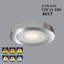 2R25-1224V-6CCT-Chrome Round Cabinet Light 12-24V 2.7W selectable 6CCT