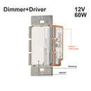 Single Gang Dimmer+Driver 2in1 60W 12V class2. Single pole/ 3Way