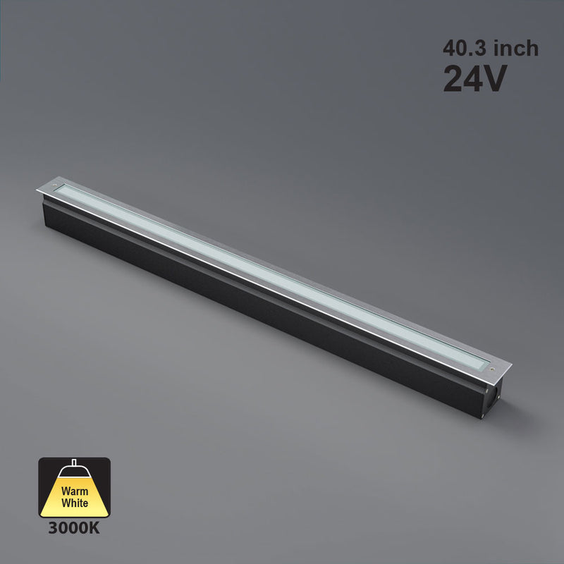 40-inch Outdoor Linear Recessed LED Inground Light 24V 26.5W 3000K, I-LIN-4F-30-24V-3K