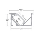 Type 105, 45-degree Linear Architectural Light Fixture Profile, 3Meters (118inches)