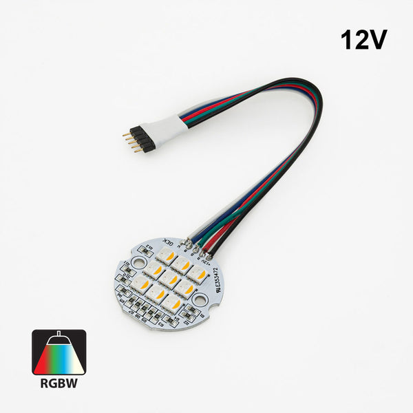 9 SMD 5050 LED Flat Round PCB, 12V 4W RGBW