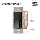 Black Single Gang Dimmer+Driver 2in1 96W 24V class2. Single pole/ 3Way