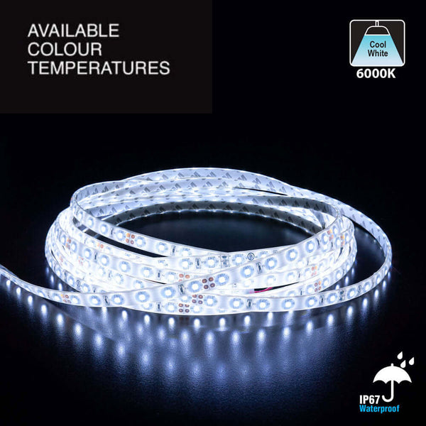 10M(32.8ft) Waterproof LED Strip 3528, 24V 1.5(w/ft) 126-144(Lm/ft) CCT(6K)